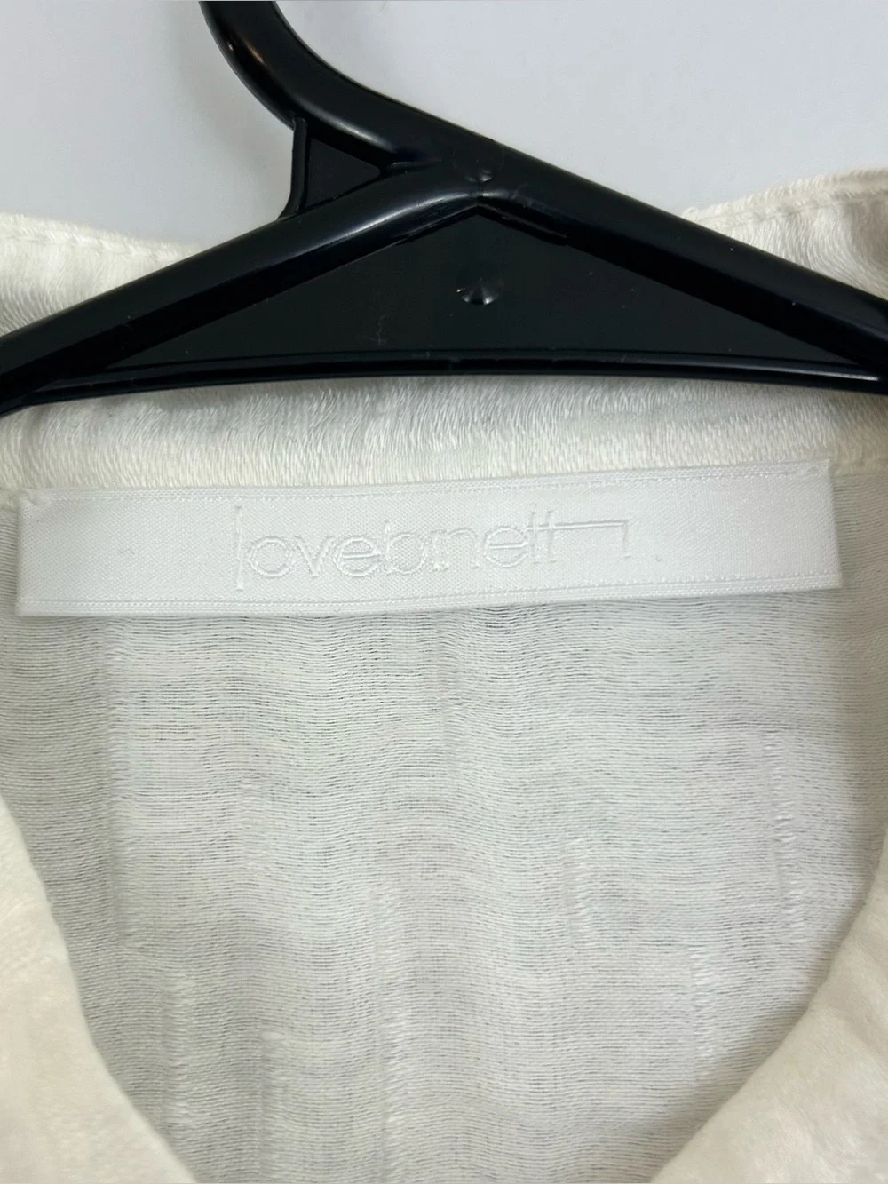 Love Binetti White Button Front Peasant Peplum Boho Blouse Medium FLAW